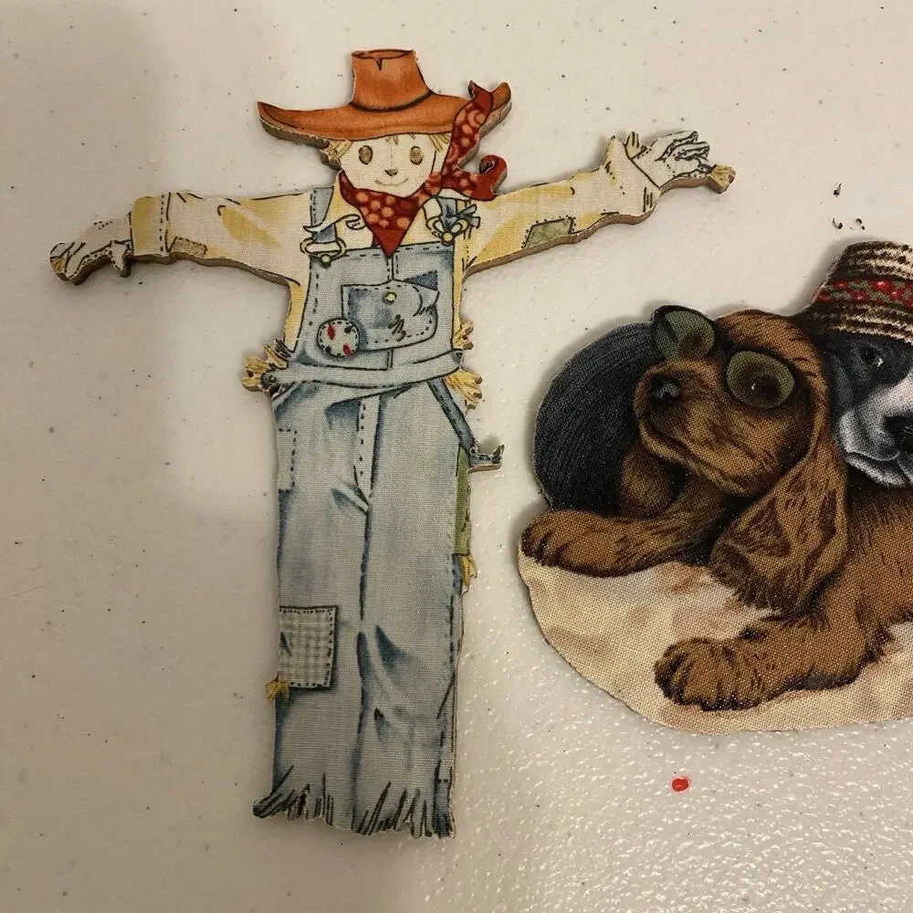 c1880 Victorian Collections DieCut DOG & Scarecrow Antique Scrap Ephemera Lotof2